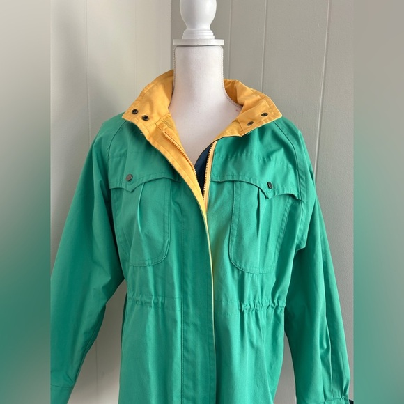 Vintage 80’s/ 90’s London Fog Light Weight Kelly Green Jacket Adjustable Waist - Picture 2 of 8